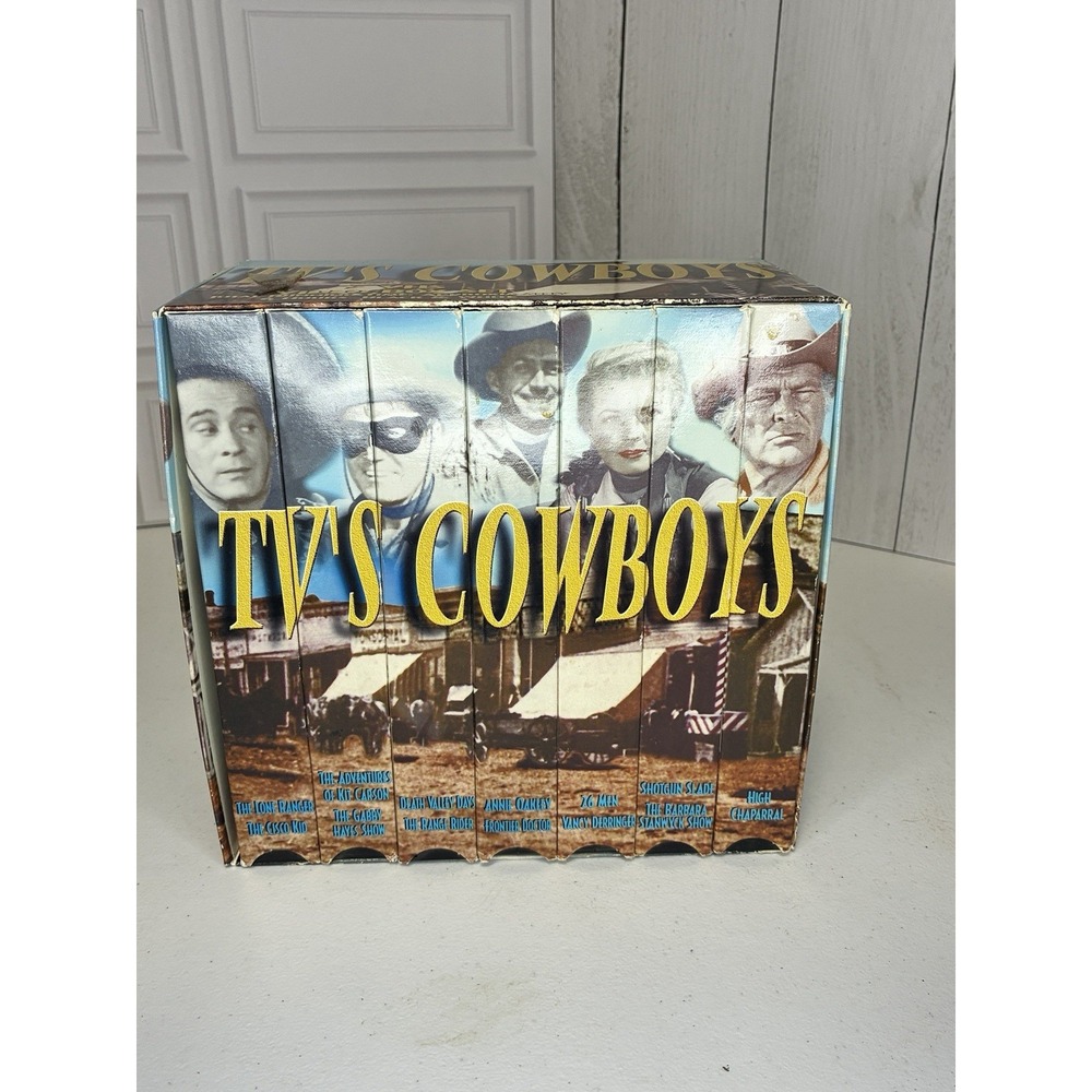 MM&V TV's Cowboys 7 VHS Box Set Of Classic TV Shows Lone Ranger Cisco Kid 1997